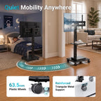TV Stand on Wheels Height Adjustable Floor Mount