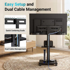 TV Stand on Wheels Height Adjustable Floor Mount