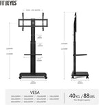 TV Stand on Wheels with 2 Shelves