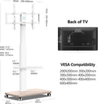 TV Stand on Wheels with 2 Shelves