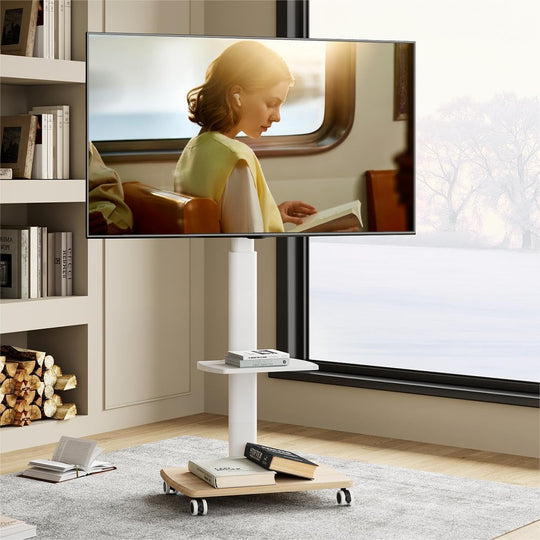 TV Stand on Wheels with 2 Shelves