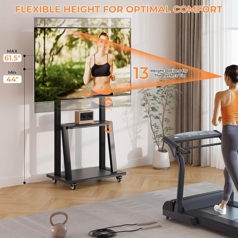 TV Stand on Wheels with 2 Side Table