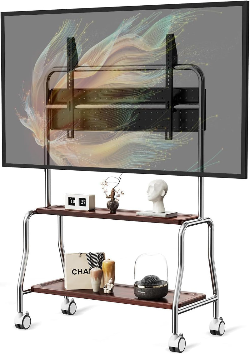 TV Stand on Wheels with 2-Tier Shelves