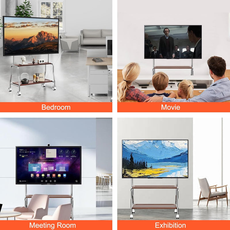 TV Stand on Wheels with 2-Tier Shelves