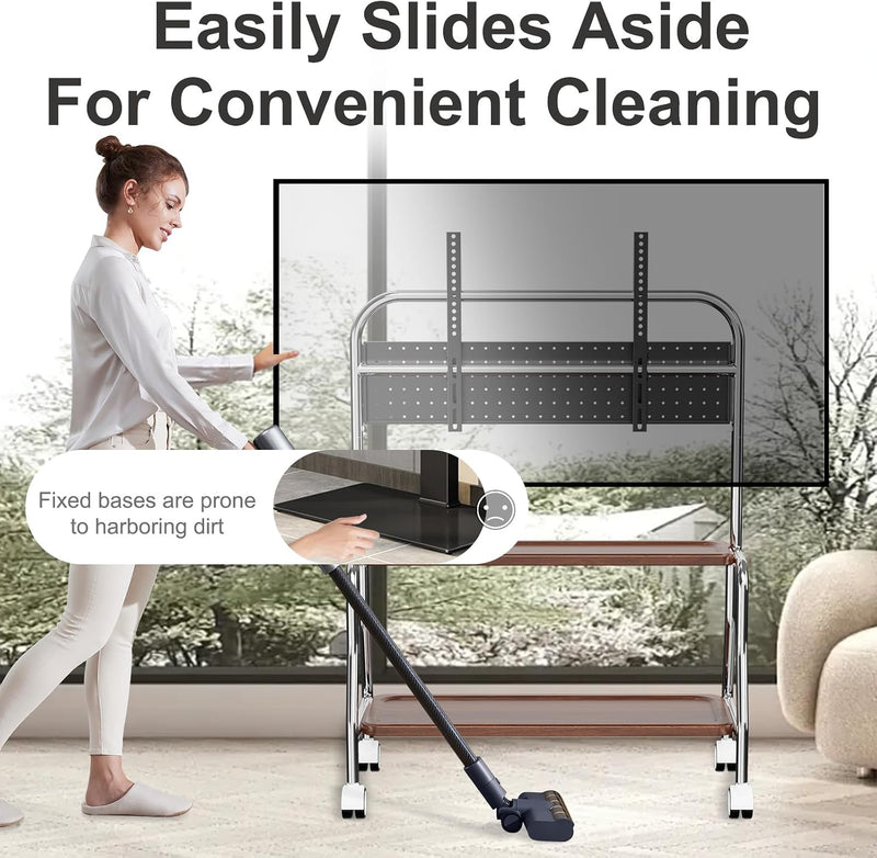 TV Stand on Wheels with 2-Tier Shelves