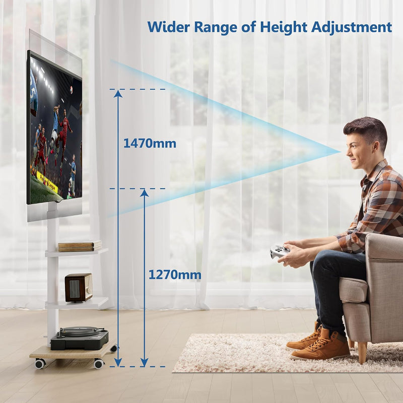 TV Stand on Wheels with 3 Shelves