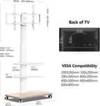 TV Stand on Wheels with 3 Shelves