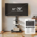 TV Stand on Wheels with 3 Shelves