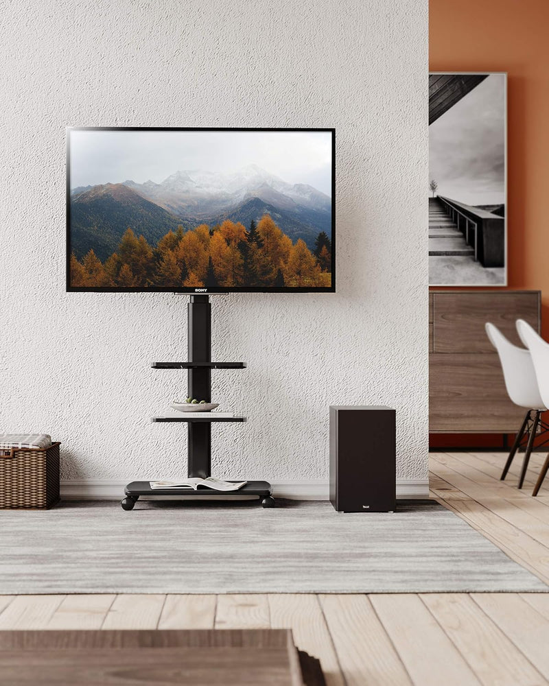 TV Stand on Wheels with 3 Shelves