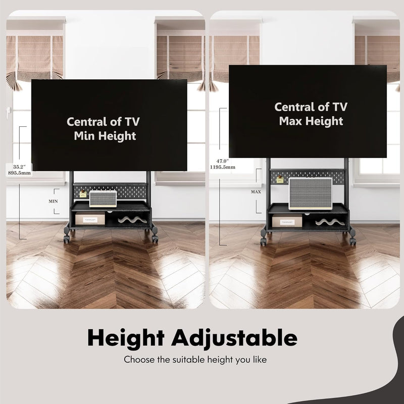 TV Stand on Wheels with Cabinet for 40-85