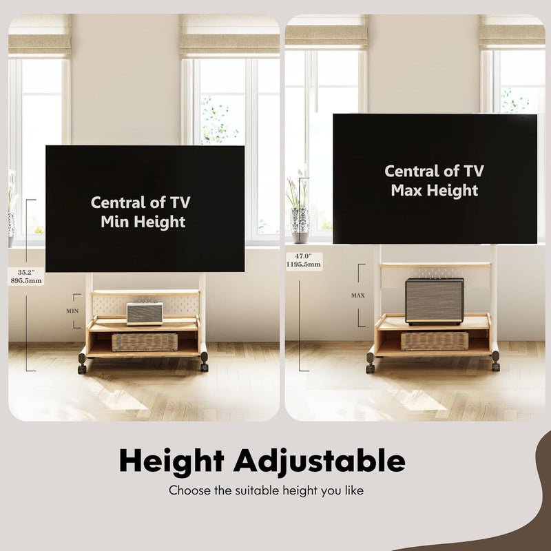 TV Stand on Wheels with Cabinet for 40-85