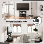 TV Stand on Wheels with Cabinet for 40-85
