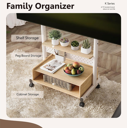 TV Stand on Wheels with Cabinet for 40-85
