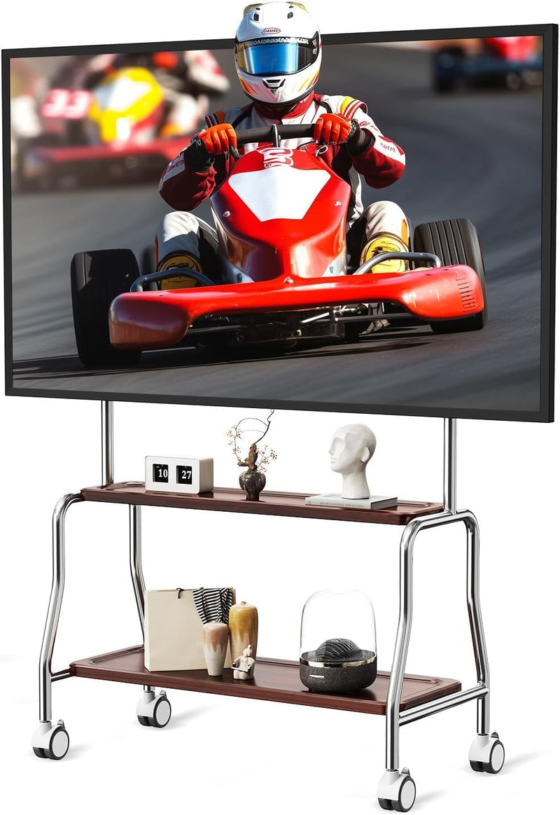 TV Stand on Wheels with Shelf for 32-75