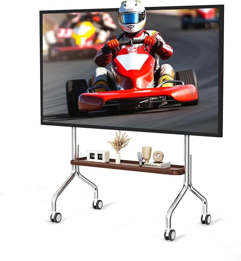 TV Stand on Wheels with Shelf for 32-75