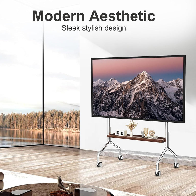 TV Stand on Wheels with Shelf for 32-75