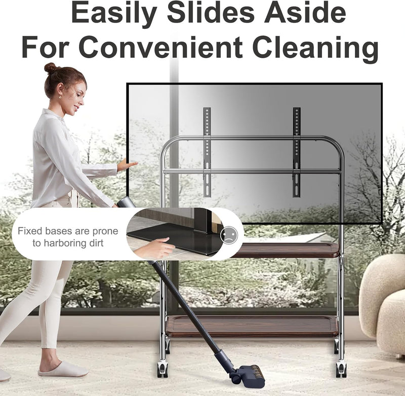 TV Stand on Wheels with Shelf for 32-75