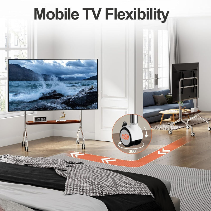 TV Stand on Wheels with Shelf for 32-75