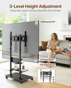 TV Stand on Wheels with Soundbar Mount
