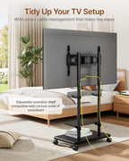 TV Stand on Wheels with Soundbar Mount