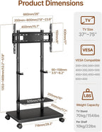 TV Stand on Wheels with Soundbar Mount