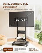 TV Stand on Wheels with Soundbar Mount