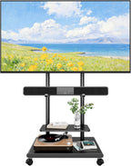 TV Stand on Wheels with Soundbar Mount