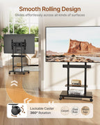 TV Stand on Wheels with Soundbar Mount