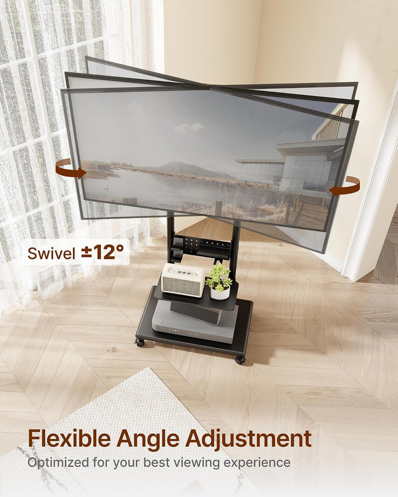 TV Stand on Wheels with Soundbar Mount