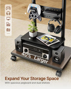TV Stand on Wheels with Soundbar Mount