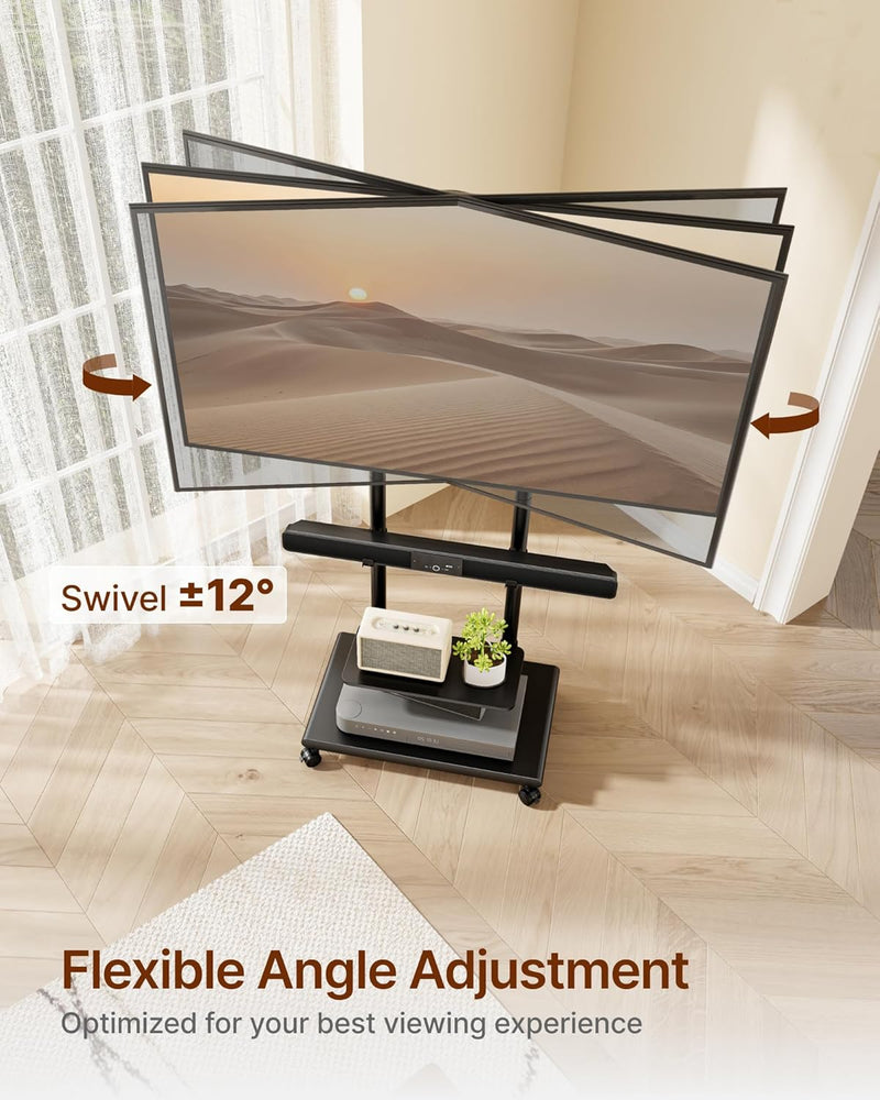 TV Stand on Wheels with Soundbar Mount