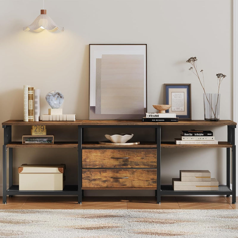 TV Stand Unit Cabinet with Open Storage Shelves