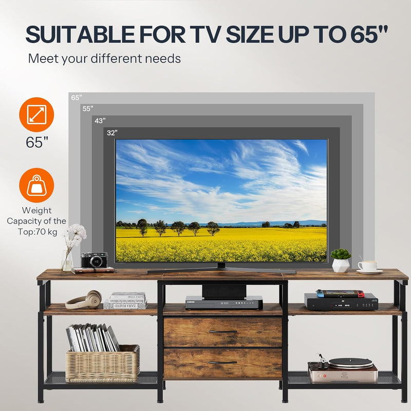 TV Stand Unit Cabinet with Open Storage Shelves