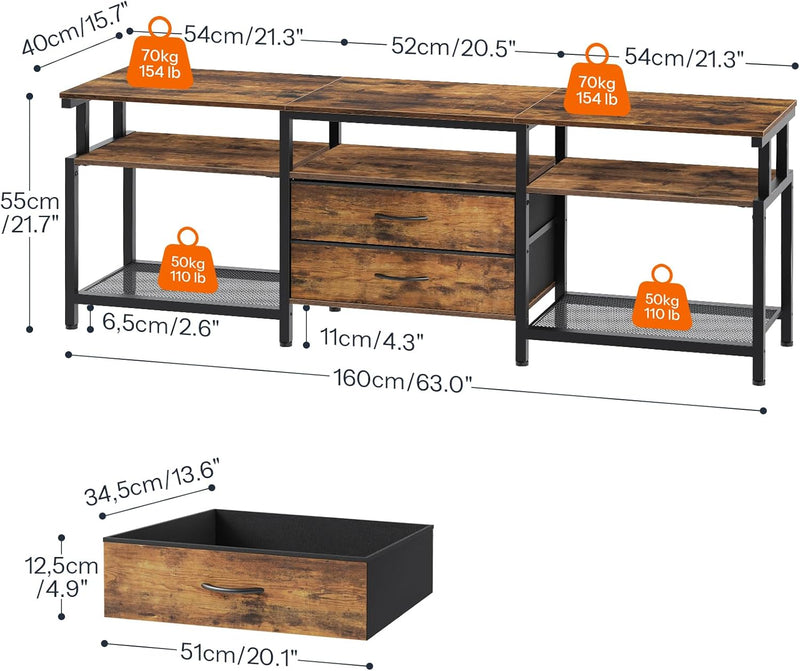 TV Stand Unit Cabinet with Open Storage Shelves