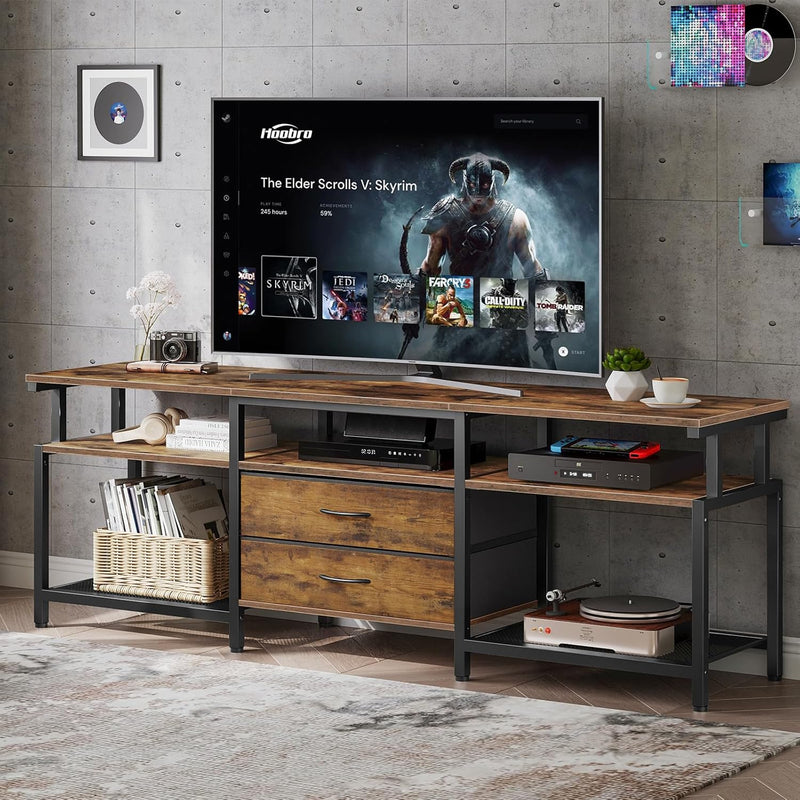 TV Stand Unit Cabinet with Open Storage Shelves