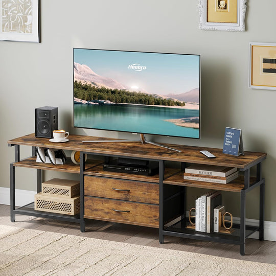 TV Stand Unit Cabinet with Open Storage Shelves