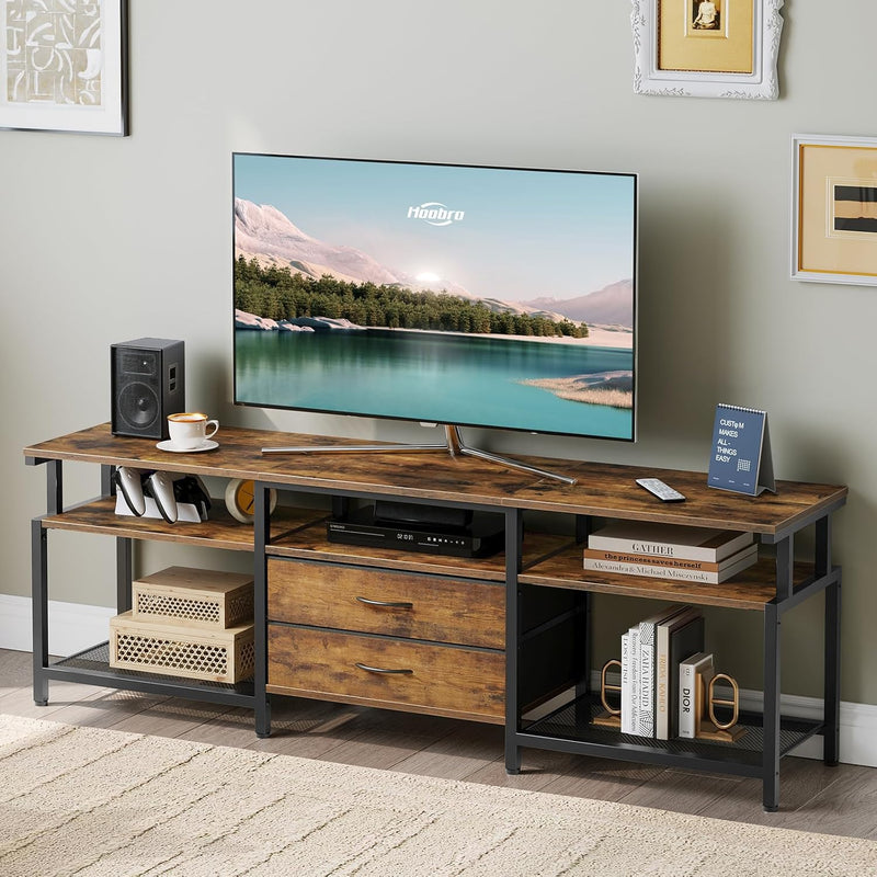 TV Stand Unit Cabinet with Open Storage Shelves