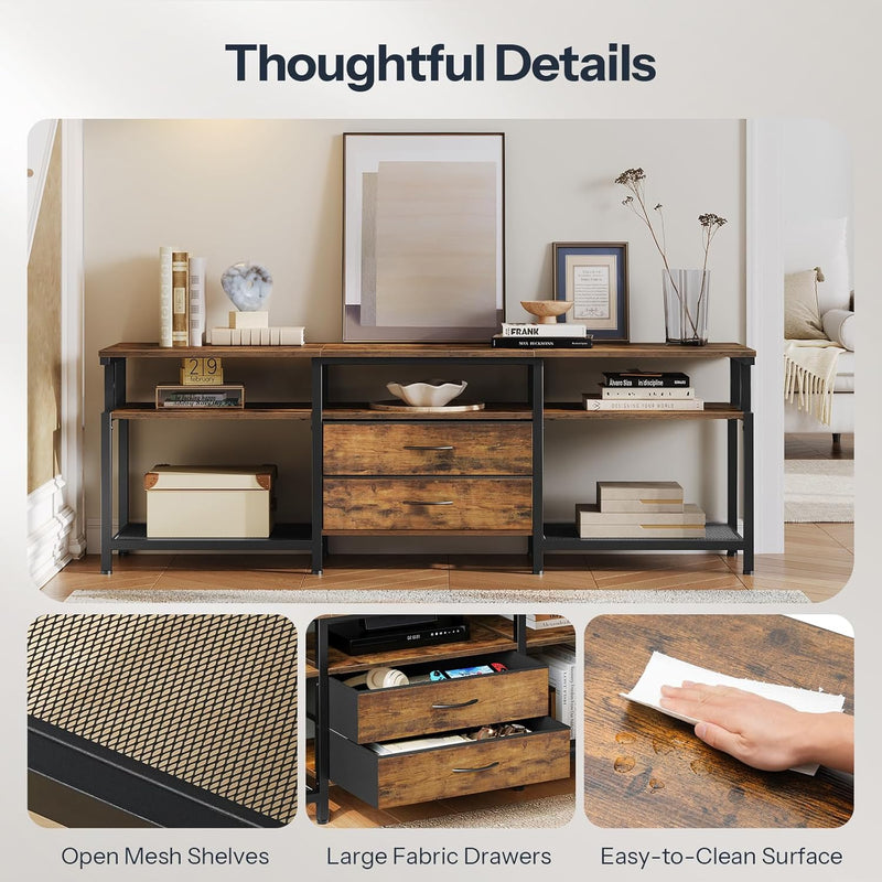 TV Stand Unit Cabinet with Open Storage Shelves