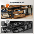 TV Stand Unit Cabinet with Open Storage Shelves