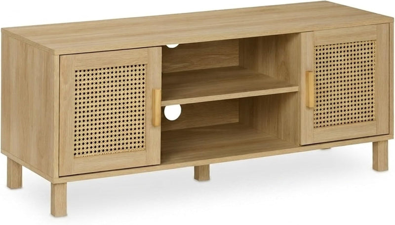 TV Stand with 2 Doors Storage Shelves Up