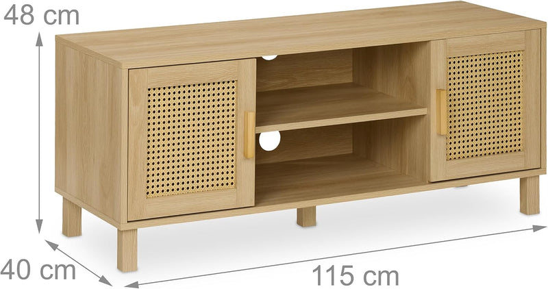 TV Stand with 2 Doors Storage Shelves Up