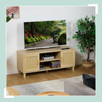 TV Stand with 2 Doors Storage Shelves Up