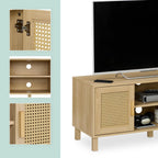 TV Stand with 2 Doors Storage Shelves Up