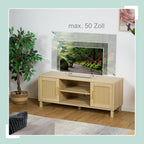 TV Stand with 2 Doors Storage Shelves Up