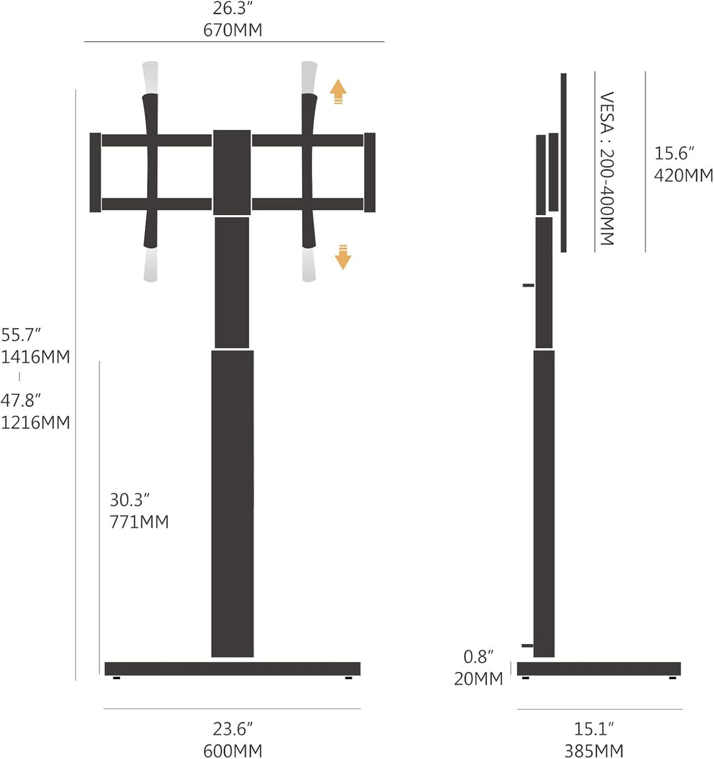 TV Stand with 20MM Wood Base for 32-70