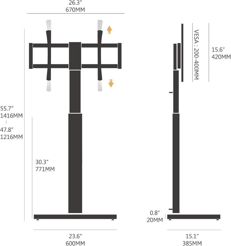 TV Stand with 20MM Wood Base for 32-70