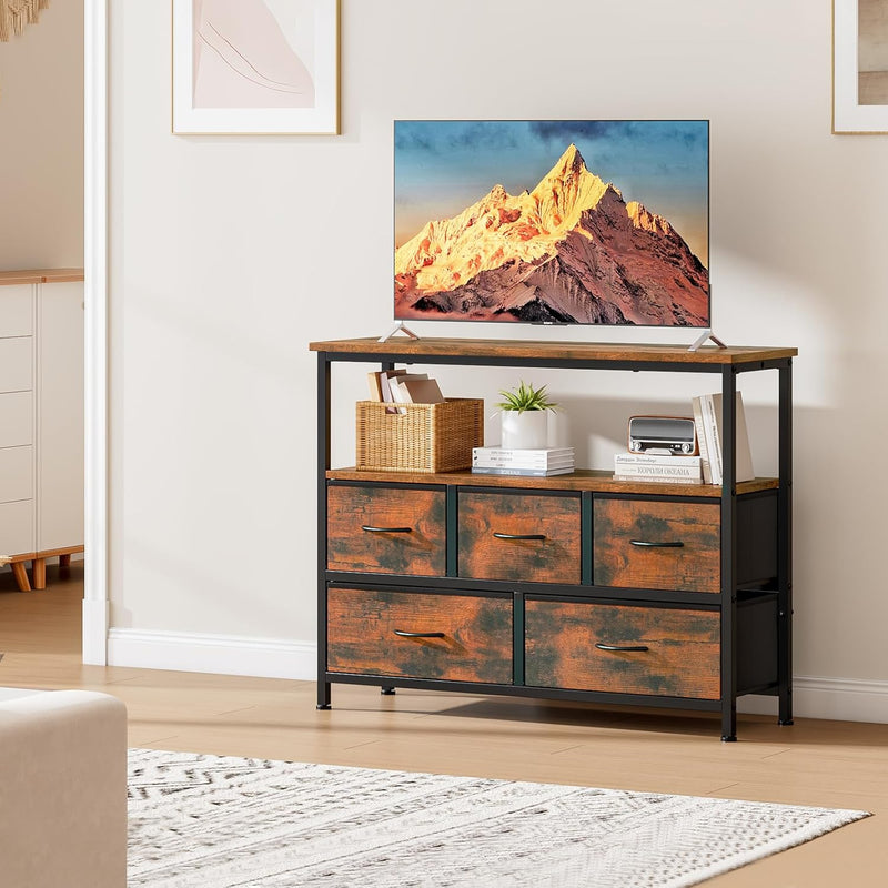 TV Stand with 5 Fabric Drawers Cabinet