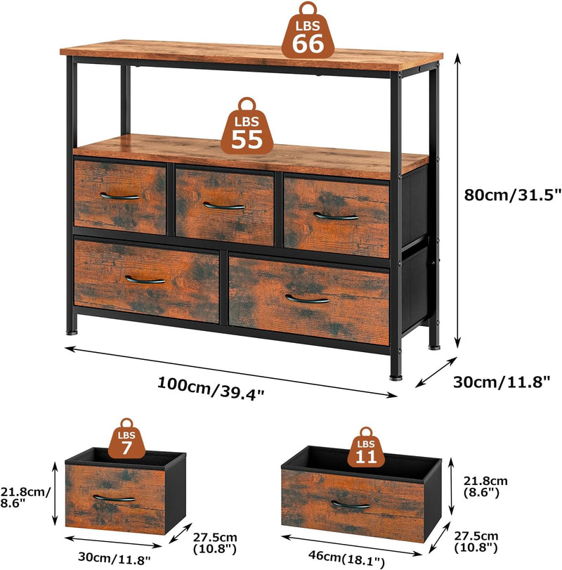 TV Stand with 5 Fabric Drawers Cabinet