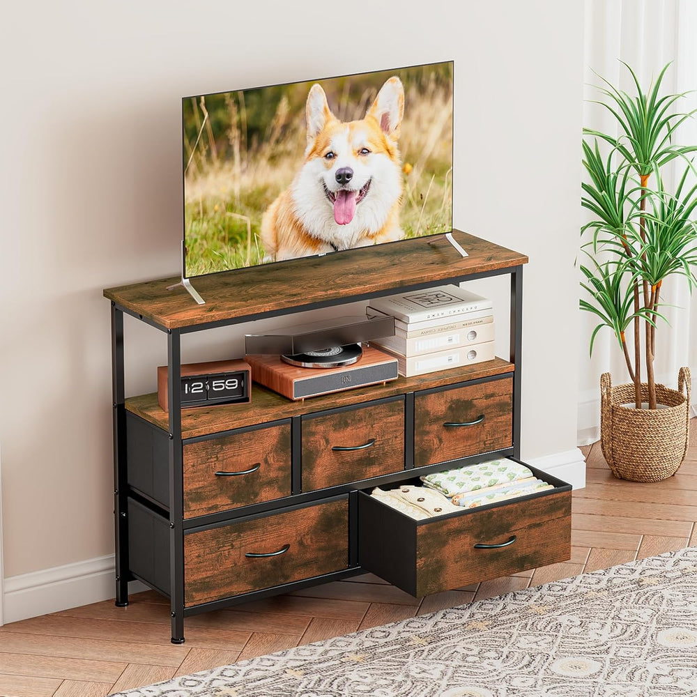 TV Stand with 5 Fabric Drawers Cabinet