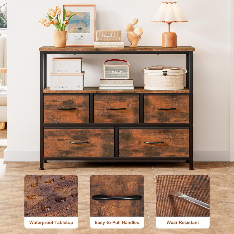 TV Stand with 5 Fabric Drawers Cabinet